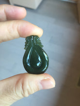 Load image into Gallery viewer, 100% Natural type A dark green/gray/black(油青) Jadeite Jade seashell (福贝)  pendant group BP187
