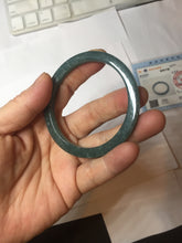 Load image into Gallery viewer, 51.3mm Type A 100% Natural dark green/black/blue/gray with flying snow Guatemala square style Jadeite bangle PJ74-0654
