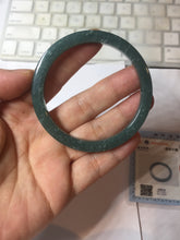 Load image into Gallery viewer, 51.3mm Type A 100% Natural dark green/black/blue/gray with flying snow Guatemala square style Jadeite bangle PJ74-0654
