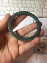 Load image into Gallery viewer, 51.3mm Type A 100% Natural dark green/black/blue/gray with flying snow Guatemala square style Jadeite bangle PJ74-0654
