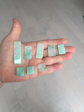 Load image into Gallery viewer, 100% Natural type A sunny green white square or rectangle Jadeite super thin Jade safe and sound pendant group AA45
