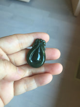 Load image into Gallery viewer, 100% Natural type A dark green/gray/black(油青) Jadeite Jade seashell (福贝)  pendant group BP187
