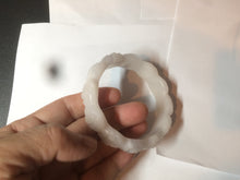 Load image into Gallery viewer, 55.8mm 100% natural white light pink purple carved flowers Quartzite (Shetaicui jade) bangle SY66
