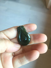 Load image into Gallery viewer, 100% Natural type A dark green/gray/black(油青) Jadeite Jade seashell (福贝)  pendant group BP187
