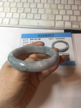 Load image into Gallery viewer, 58.5mm certified 100% natural Type A light green/purple white Snowy Pine Forest jadeite jade bangle PC199-3043
