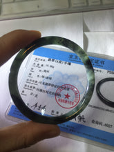 Load image into Gallery viewer, 54.5mm Certified Type A 100% Natural dark green/black/blue with black floating flowers(Wuji) slim round cut Jadeite bangle PD111-6917
