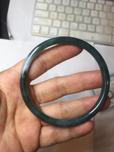 Load image into Gallery viewer, 59mm Certified Type A 100% Natural light black/green/gray Guatemala slim round cut Jadeite bangle PJ75-0694
