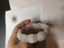 Load image into Gallery viewer, 55.8mm 100% natural white light pink purple carved flowers Quartzite (Shetaicui jade) bangle SY66
