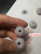 Load image into Gallery viewer, 16mm 100% natural light green/purple carved lotus jadeite jade beads K120
