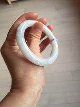 Load image into Gallery viewer, 53.5mm Certified Type A 100% Natural light green white round cut Jadeite bangle PF60-0516
