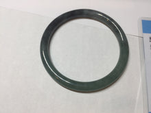 Load image into Gallery viewer, 56mm Certified Type A 100% Natural dark green/black/blue with black floating flowers(Wuji) slim round cut Jadeite bangle PD112-6915
