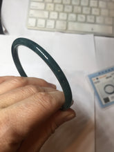 Load image into Gallery viewer, 59mm Certified Type A 100% Natural light black/green/gray Guatemala slim round cut Jadeite bangle PJ75-0694
