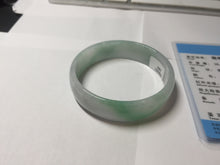 Load image into Gallery viewer, 51.5mm Certified Type A 100% Natural sunny green light green white thin Jadeite Jade bangle AZ189-1583

