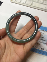 Load image into Gallery viewer, 56mm Certified Type A 100% Natural dark green/black/blue with black floating flowers(Wuji) slim round cut Jadeite bangle PD112-6915
