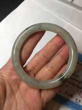 Load image into Gallery viewer, 54.2mm certified 100% natural type A certified light green with floating seaweed round cut jadeite jade bangle BM62-6610
