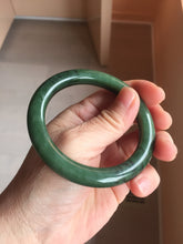 Load image into Gallery viewer, 55mm Certified 100% Natural Deep Pine Green/Black "Serene Ember Forest" Nephrite (red-skin nephrite 红皮碧玉)  Bangle HT168-19-6175
