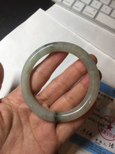 Load image into Gallery viewer, 54.2mm certified 100% natural type A certified light green with floating seaweed round cut jadeite jade bangle BM62-6610

