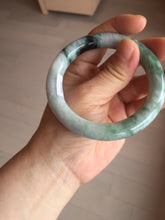 Load image into Gallery viewer, 55.8mm certified 100% natural Type A light green white purple with green floating flowers round cut jadeite jade bangle BS94-6610
