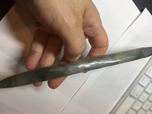 Load image into Gallery viewer, 24cm 100% Natural light green black Xiu Jade Serpentine vantage fish square style hairpin AW22
