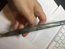 Load image into Gallery viewer, 24cm 100% Natural light green black Xiu Jade Serpentine vantage fish square style hairpin AW22
