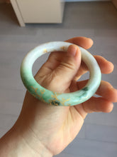 Load image into Gallery viewer, 55.5mm certified 100% natural Type A sunny green purple white carved and golden-painted chubby round cut jadeite jade bangle BH137-4720
