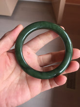 Load image into Gallery viewer, 57.5mm Certified 100% Natural Deep Pine Green/Black "Serene Ember Forest" Nephrite (red-skin nephrite 红皮碧玉) Bangle HT168-18-3922
