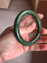 Load image into Gallery viewer, 57.5mm Certified 100% Natural Deep Pine Green/Black "Serene Ember Forest" Nephrite (red-skin nephrite 红皮碧玉) Bangle HT168-18-3922
