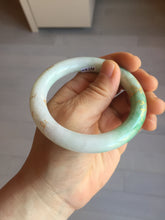 Load image into Gallery viewer, 55.5mm certified 100% natural Type A sunny green purple white carved and golden-painted chubby round cut jadeite jade bangle BH137-4720
