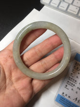 Load image into Gallery viewer, 53.3mm certified 100% natural Type A light green yellow with floating seaweed round cut jadeite jade bangle BM63-6612
