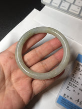 Load image into Gallery viewer, 53.3mm certified 100% natural Type A light green yellow with floating seaweed round cut jadeite jade bangle BM63-6612
