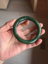 Load image into Gallery viewer, 57.5mm Certified 100% Natural Deep Pine Green/Black "Serene Ember Forest" Nephrite (red-skin nephrite 红皮碧玉) Bangle HT168-18-3922
