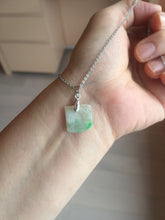 Load image into Gallery viewer, 100% Natural type A sunny green white square or rectangle Jadeite super thin Jade safe and sound pendant group AA45
