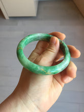 Load image into Gallery viewer, 58mm certified 100% natural Type A sunny green carved and golden-painted jadeite jade bangle BH136-9892
