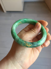 Load image into Gallery viewer, 58mm certified 100% natural Type A sunny green carved and golden-painted jadeite jade bangle BH136-9892
