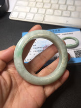 Load image into Gallery viewer, 52.3mm Certified Type A 100% Natural sunny green white chubby Jadeite bangle PE98-6212
