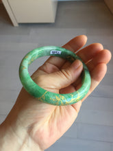 Load image into Gallery viewer, 58mm certified 100% natural Type A sunny green carved and golden-painted jadeite jade bangle BH136-9892
