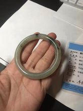 Load image into Gallery viewer, 51.5mm certified 100% natural Type A light green yellow with floating seaweed round cut jadeite jade bangle BM64-6613
