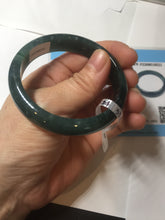 Load image into Gallery viewer, 55.5mm Certified Type A 100% Natural deep sea green/blue/gray/white Guatemala Jadeite bangle PC35-8521
