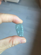 Load image into Gallery viewer, 100% natural type A icy watery light green blue gray Guatemala jadeite leaf pendant PD5
