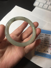 Load image into Gallery viewer, 51.5mm certified 100% natural Type A light green yellow with floating seaweed round cut jadeite jade bangle BM64-6613
