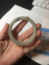 Load image into Gallery viewer, 51.5mm certified 100% natural Type A light green yellow with floating seaweed round cut jadeite jade bangle BM64-6613
