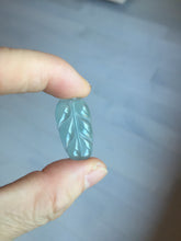 Load image into Gallery viewer, 100% natural type A icy watery light green blue gray Guatemala jadeite leaf pendant PD5
