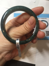 Load image into Gallery viewer, 55.5mm Certified Type A 100% Natural deep sea green/blue/gray/white Guatemala Jadeite bangle PC35-8521
