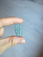 Load image into Gallery viewer, 100% natural type A icy watery light green blue gray Guatemala jadeite leaf pendant PD5
