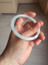 Load image into Gallery viewer, 55mm Certified Type A 100% Natural icy watery green white slim round cut Jadeite bangle PF66-04445
