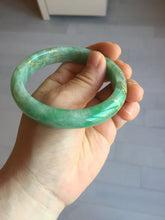 Load image into Gallery viewer, 58mm certified 100% natural Type A sunny green carved and golden-painted jadeite jade bangle BH135-(9896)
