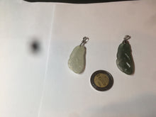 Load image into Gallery viewer, 100% natural icy watery white/dark green Magnolia flower jadeite jade pendant AF86
