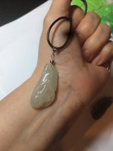 Load image into Gallery viewer, 100% natural icy watery white/dark green Magnolia flower jadeite jade pendant AF86
