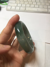 Load image into Gallery viewer, 56.8mm Certified 100% natural Type A oily dark green/ gray (老油青) jadeite jade bangle PD114
