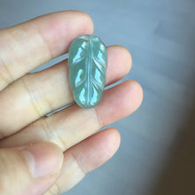 Load image into Gallery viewer, 100% natural type A icy watery light green gray Guatemala jadeite leaf pendant PD7
